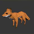 Low Poly Orange Fox 3D Artwork With Simple Geometric Design 3d model