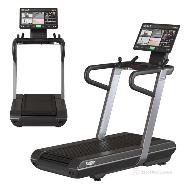 Modern Treadmill Fitness Equipment With Large Digital Screen And Stable Structure 3d model 