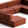 Brown L Shaped Sectional Sofa With Comfortable Velvet Upholstery And Spacious Seating