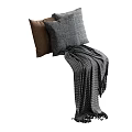 Cozy Gray And Brown Pillows With Striped Blanket For Home Decor
