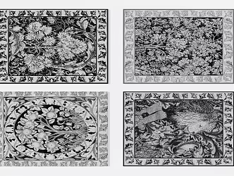 European-style high-grade black and white gray art pattern carpet 3d model