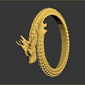 Golden Dragon Shaped Sculpture Bracelet With Intricate Scaled Texture Design