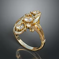 Elegant Gold Ring With Diamond Accents For Fashionable Clothing Accessories