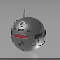 Detailed Metallic Robot Sphere Featuring Antenna Red Strip And Mechanical Components
