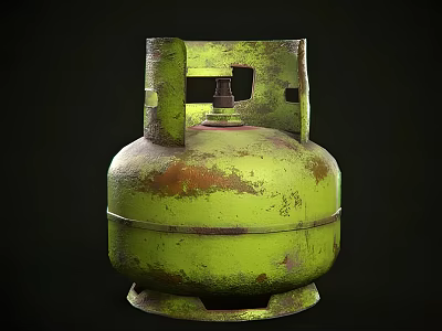 Rusty Green Gas Cylinder As Essential Household Item For Daily Use 3d model