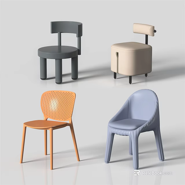 Multi Colored Modern Children's Chair Collection With Stylish Comfortable Designs For Kids 3d model 