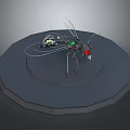 Detailed Mechanical Insect 3D Model Featuring Robotic Structure Transparent Wings Red Head And Green Legs