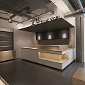Wenhua Book Store Modern Interior With Wooden Counter And Display Shelves