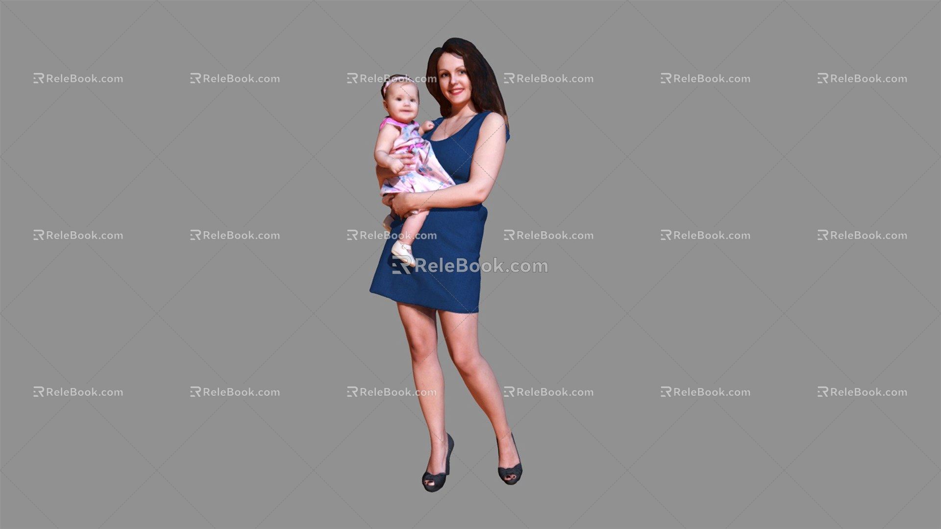 Modern Double Mom Holding Baby model