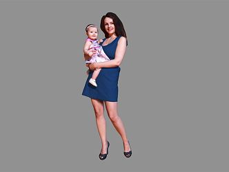 Modern Double Mom Holding Baby 3d model