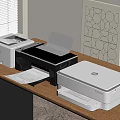 Efficient Modern Office Workspace With Multiple Printers And Essential Office Appliances 3d model