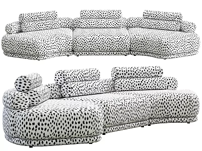 Leopard Print Sectional Sofa with Plush Cushions for Living Room Interior 3d model