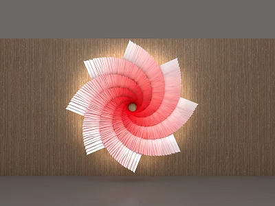 Pink and White Spiral Artistic Decor Photo Spot on Wooden Background Wall 3d model