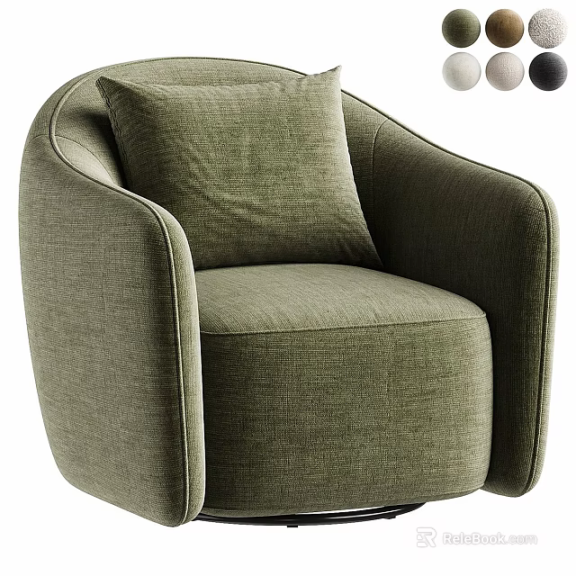 Accent Chair Green Upholstered With Rounded Armrest Comfortable Cushion And Color Options 3d model 