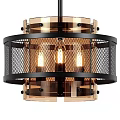 Industrial Modern Metal Chandelier with Black Copper Mesh Round Design and Illuminated Bulbs