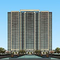 Modern High Rise Residential Building Exterior With Glass Curtain Wall And Balconies