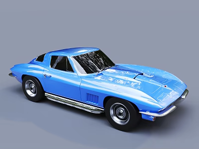 Classic Blue Two Door Sports Car With Streamlined Body And Vintage Design 3d model