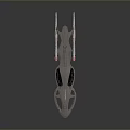Futuristic Sci Fi Spaceship With Streamlined Design Metallic Surface And Glowing Thrusters