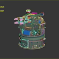 Turquoise Military Weapon System With Multiple Barrels And Cylindrical Base