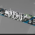 Urban Planning Sand Table With High Rise Buildings River Roads Green Spaces And Bridge