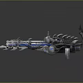 Futuristic Sci Fi Weapon With Intricate Mechanical Design Dragon Pattern And Blue Accents