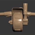 Golden Mechanical Structure Design Featuring Wheel Handle and Pipe Elements