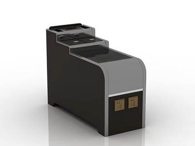 Modern Black and Gray Coffee Table with Storage Compartments and Power Sockets 3d model