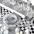 Elegant Dinnerware Set For Sophisticated Dining Table Setting With Vases Candles And Greenery