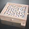 Wooden Maze Puzzle Toy for Kids Interactive Play Equipment with Square Design and Control Knob