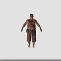 Male Character In Traditional Strapped Costume With Animal Patterned Pants And Waist Pouch