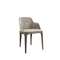 Modern Light Gray Fabric Leisure Chair With Armrests And Dark Wooden Legs