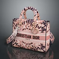 Leopard Print Christian Dior Paris Handbag With Gold Hardware Handles And Shoulder Strap