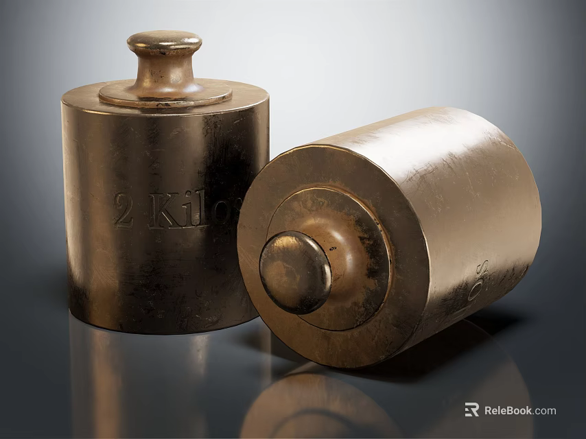 Commercial Weighing Equipment Vintage Brass 2 Kilo Weights for Business Use 3d model 