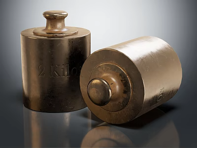 Commercial Weighing Equipment Vintage Brass 2 Kilo Weights for Business Use 3d model