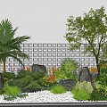 Diverse Outdoor Plant Combination With Palm Tree Greenery Stones And Gravel