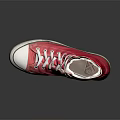Red High Top Canvas Shoes with Blue Star Logo White Soles White Shoelaces Classic Design