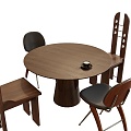 Retro style dining table and chair combination 3d model