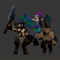 Fantasy Characters And Creatures With Large Axe Colorful Wings And Muscular Build