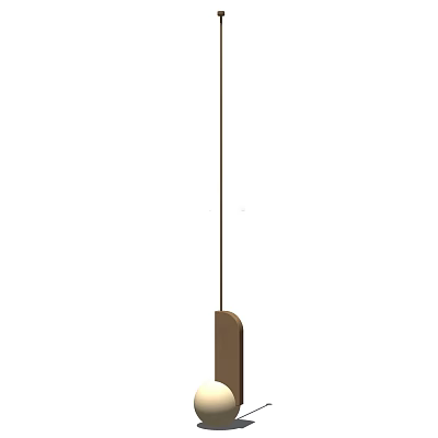 Minimalist Brown Pendant Light with Long Hanging Design and Arched Bottom 3d model