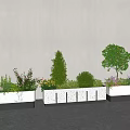 Modern Flower Planters With Trees Shrubs And Colorful Garden Flowers