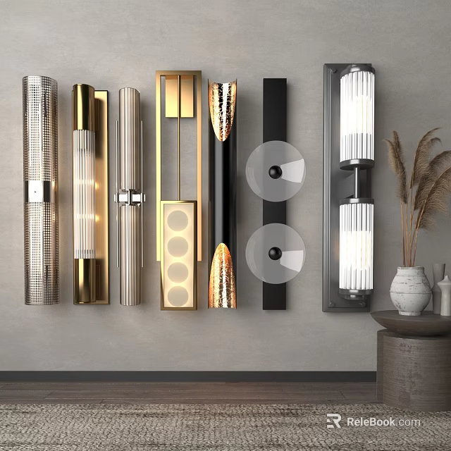 Modern Wall Lamps Featuring Sleek Designs And Metallic Elements For Home Decor 3d model 