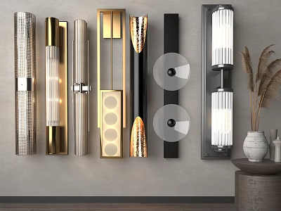 Modern Wall Lamps Featuring Sleek Designs And Metallic Elements For Home Decor 3d model