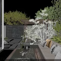 Lush Green Feature Wall With Purple Flowers And Outdoor Sofa In Garden Patio