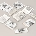 Stacked And Scattered Newspapers With Open Pages And Headlines 3d model