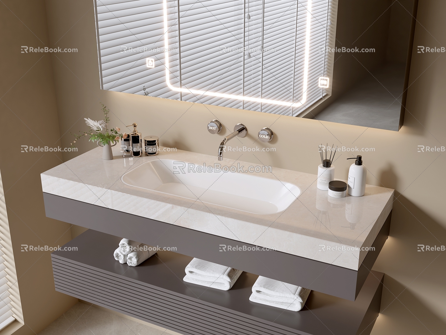 Modern Bathroom Cabinet Bathroom Counter Basin Bathroom Decoration Mirror Cabinet Sink 3d model