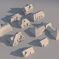 Various Styles Detached House Models With Different Roof Colors And Designs
