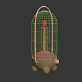 Floor Lamp With Copper Arch Stand Transparent Glass Shade Brown Cylinder Beige Base Small Feet