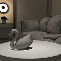 Elegant Swan Shaped White Decorative Lamp On Marble Coffee Table In Cozy Living Room