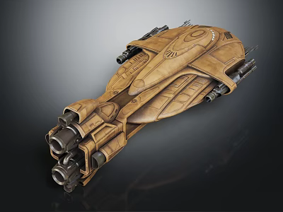 Detailed Interstellar Spaceship 3D Render With Aerodynamic Design And Engine Structure 3d model