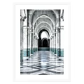 Vintage Architecture Landscape Painting With Arched Doorway And Classic Columns In Framed Wall Art